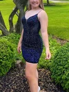 Sheath/Column V-neck Tulle Short/Mini Short Prom Dresses With Beading #Favs020020110829