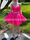 A-line V-neck Satin Short/Mini Short Prom Dresses With Pockets #Favs020020110830
