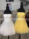 A-line Square Neckline Tulle Short/Mini Short Prom Dresses With Pearl Detailing #Favs020020110058