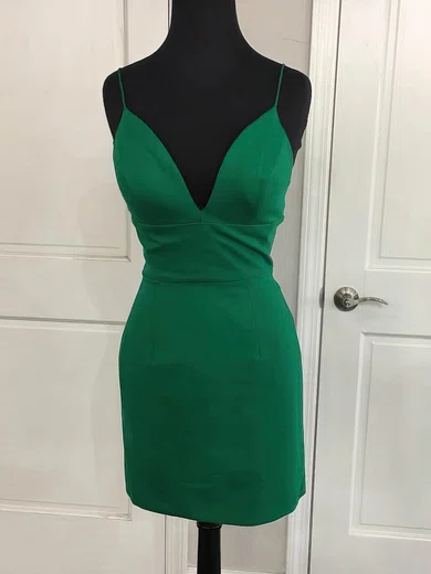 Sheath/Column V-neck Satin Short/Mini Short Prom Dresses #Favs020020110060