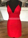 Sheath/Column V-neck Satin Short/Mini Short Prom Dresses #Favs020020110060