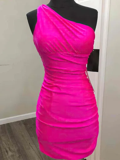 Sheath/Column One Shoulder Silk-like Satin Short/Mini Short Prom Dresses #Favs020020110061