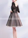A-line V-neck Lace Tulle Knee-length Short Prom Dresses With Appliques Lace #Favs020020110064