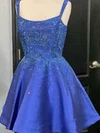 A-line Scoop Neck Satin Short/Mini Short Prom Dresses With Beading #Favs020020110838