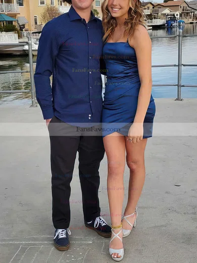 Sheath/Column Square Neckline Silk-like Satin Short/Mini Short Prom Dresses With Split Front #Favs020020110839