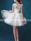 A-line Scoop Neck Organza Short/Mini Short Prom Dresses With Appliques Lace #Favs020020110066