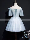 A-line Off-the-shoulder Lace Tulle Short/Mini Short Prom Dresses With Beading #Favs020020110068