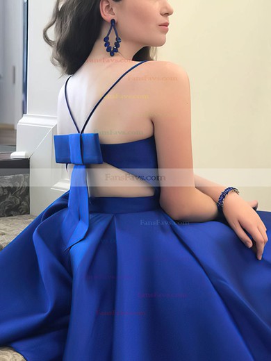 A-line V-neck Satin Knee-length Short Prom Dresses With Bow #Favs020020111565