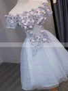 A-line Off-the-shoulder Lace Tulle Short/Mini Short Prom Dresses With Appliques Lace #Favs020020110073