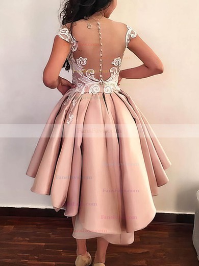 Sheath/Column Scoop Neck Satin Detachable Short Prom Dresses With Lace #Favs020020111569