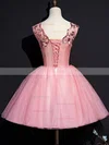 Ball Gown V-neck Lace Tulle Short/Mini Short Prom Dresses With Appliques Lace #Favs020020110075