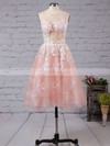 Ball Gown Scoop Neck Tulle Tea-length Appliques Lace Prom Dresses #Favs020103045