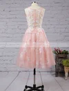 Ball Gown Scoop Neck Tulle Tea-length Appliques Lace Short Prom Dresses #Favs020103045