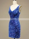 Sheath/Column V-neck Sequined Short/Mini Short Prom Dresses #Favs020020109175