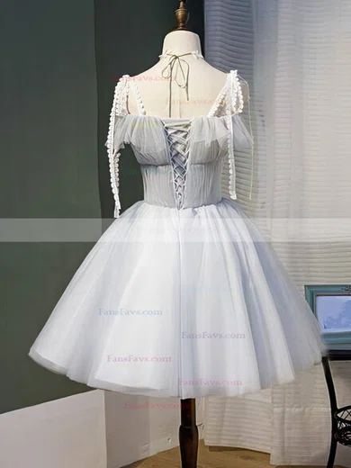 A-line Square Neckline Lace Tulle Short/Mini Short Prom Dresses With Appliques Lace #Favs020020110077