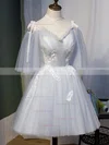 A-line Square Neckline Lace Tulle Short/Mini Short Prom Dresses With Appliques Lace #Favs020020110077