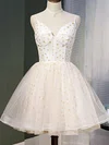 A-line V-neck Tulle Short/Mini Short Prom Dresses #Favs020020110078