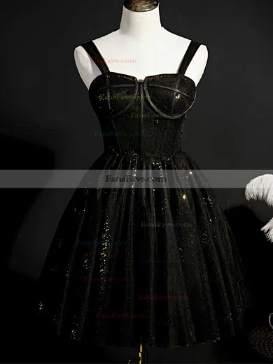 A-line V-neck Tulle Short/Mini Short Prom Dresses With Appliques Lace #Favs020020110852