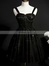 A-line V-neck Tulle Short/Mini Short Prom Dresses With Appliques Lace #Favs020020110852