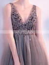 A-line V-neck Tulle Short/Mini Short Prom Dresses With Beading #Favs020020110079