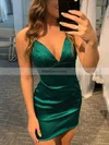 Sheath/Column V-neck Silk-like Satin Short/Mini Short Prom Dresses #Favs020020109179