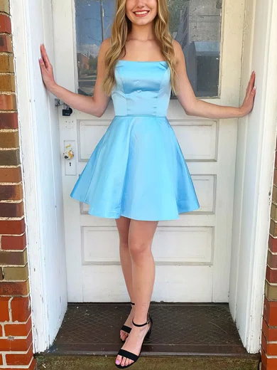 A-line Square Neckline Silk-like Satin Short/Mini Short Prom Dresses #Favs020020109181