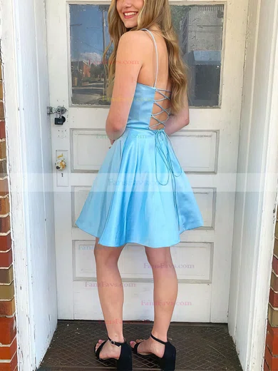 A-line Square Neckline Silk-like Satin Short/Mini Short Prom Dresses #Favs020020109181