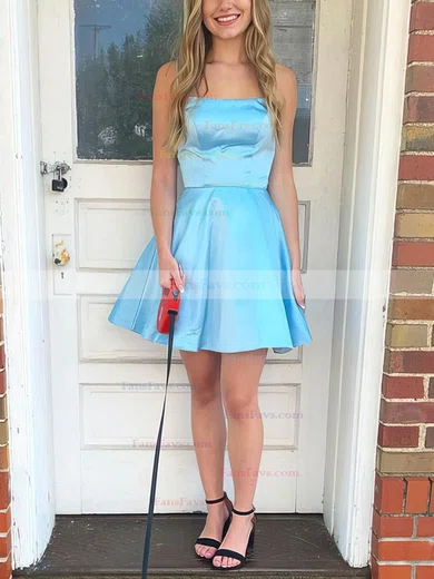 A-line Square Neckline Silk-like Satin Short/Mini Short Prom Dresses #Favs020020109181