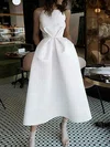 A-line Square Neckline Satin Tea-length Short Prom Dresses #Favs020020109182