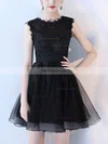 A-line Scoop Neck Lace Organza Short/Mini Short Prom Dresses With Appliques Lace #Favs020020110083