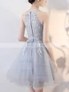 A-line Scoop Neck Lace Organza Knee-length Short Prom Dresses With Appliques Lace #Favs020020110084