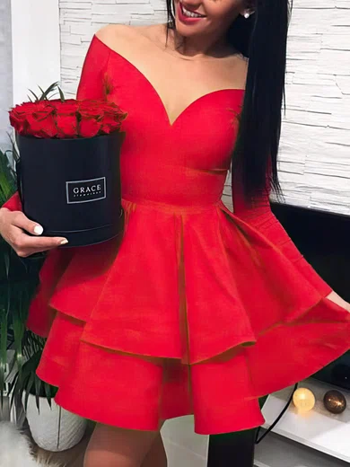 A-line Off-the-shoulder Stretch Crepe Short/Mini Short Prom Dresses #Favs020020109185