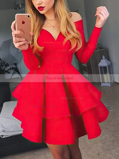 A-line Off-the-shoulder Stretch Crepe Short/Mini Short Prom Dresses #Favs020020109185