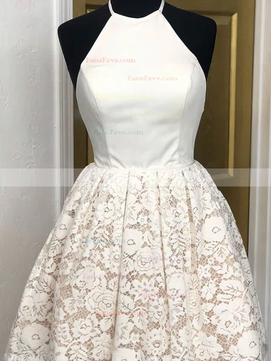 A-line Scoop Neck Lace Knee-length Short Prom Dresses #Favs020020111581