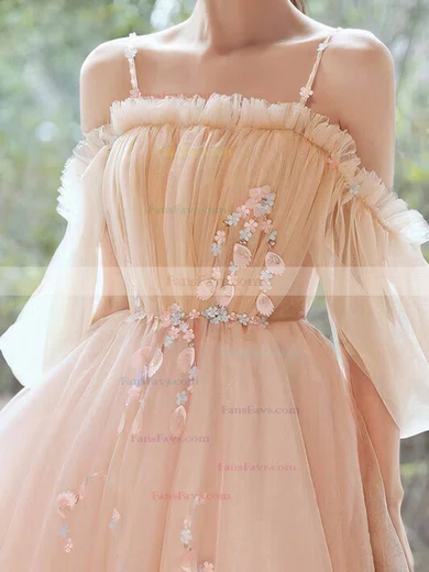 A-line Off-the-shoulder Tulle Short/Mini Short Prom Dresses With Flower(s) #Favs020020110086