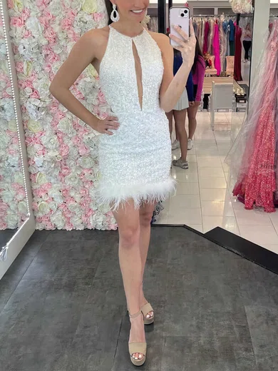 Sheath/Column Halter Sequined Short/Mini Short Prom Dresses #Favs020020110865