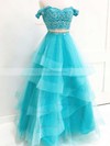 A-line Sweetheart Lace Organza Floor-length Cascading Ruffles Prom Dresses #Favs020106068