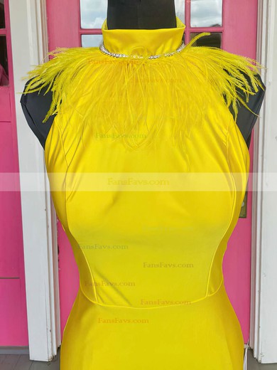 Sheath/Column High Neck Jersey Knee-length Short Prom Dresses With Beading #Favs020020110867