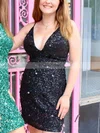 Sheath/Column V-neck Sequined Short/Mini Short Prom Dresses #Favs020020110869