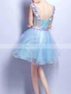 A-line V-neck Organza Short/Mini Short Prom Dresses With Flower(s) #Favs020020110095