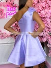A-line One Shoulder Satin Short/Mini Short Prom Dresses With Flower(s) #Favs020020111592