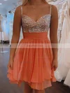 A-line V-neck Chiffon Short/Mini Short Prom Dresses With Beading #Favs020020111593