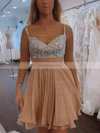 A-line V-neck Chiffon Short/Mini Short Prom Dresses With Beading #Favs020020111593