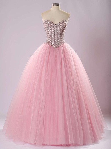 Ball Gown Sweetheart Tulle Floor-length Beading Prom Dresses #Favs020103056