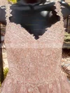 A-line V-neck Lace Short/Mini Short Prom Dresses With Beading #Favs020020110877