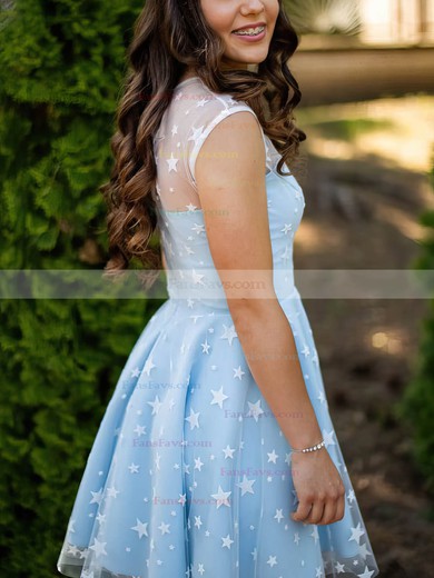 A-line Scoop Neck Tulle Knee-length Short Prom Dresses #Favs020020111598