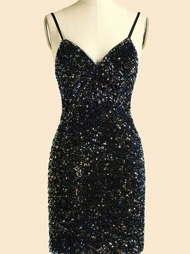 Sheath/Column V-neck Sequined Short/Mini Short Prom Dresses #Favs020020110879