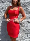 Sheath/Column Scoop Neck Jersey Short/Mini Short Prom Dresses #Favs020020110880