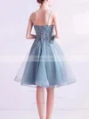 A-line V-neck Lace Tulle Short/Mini Short Prom Dresses With Appliques Lace #Favs020020110105