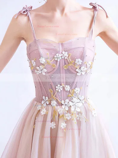 A-line Sweetheart Lace Tulle Asymmetrical Short Prom Dresses With Flower(s) #Favs020020110109